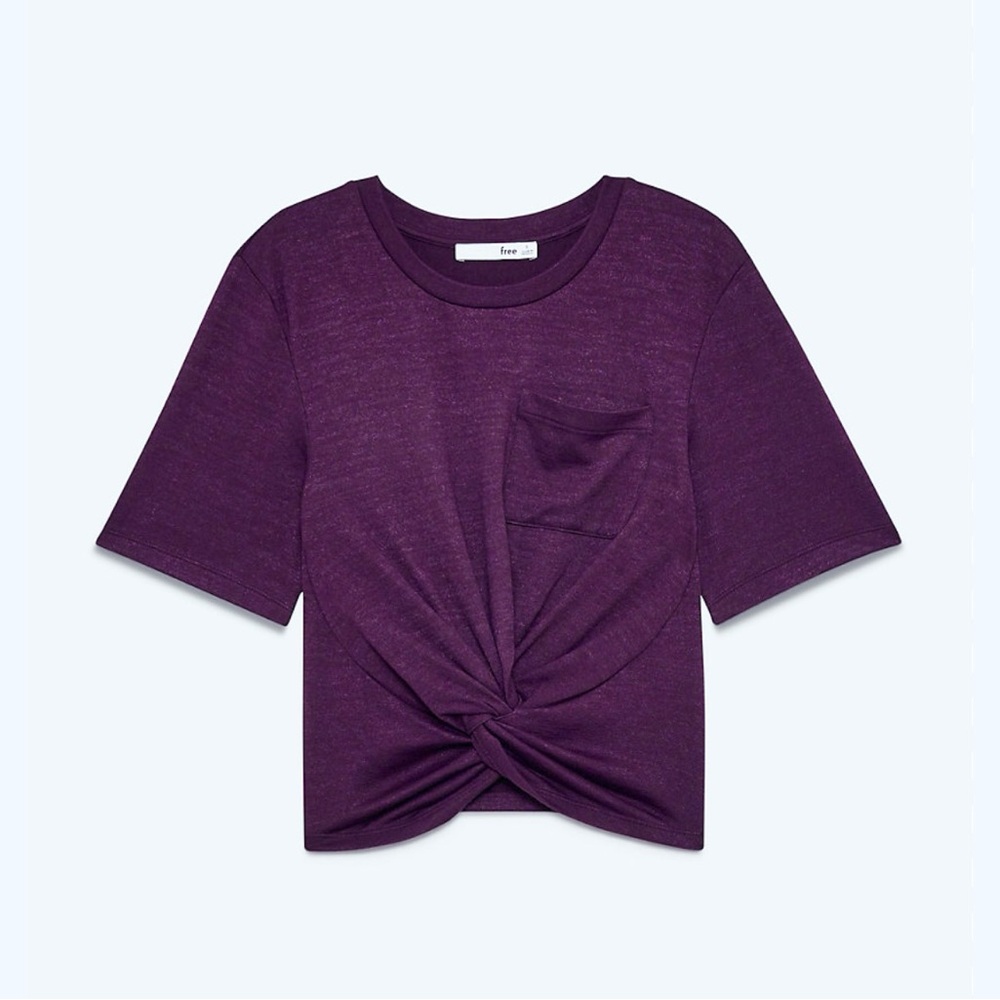 ARITZIA WILFRED FREE Subah Tie Knot Crop Tee Deep Purple Reposa XXS